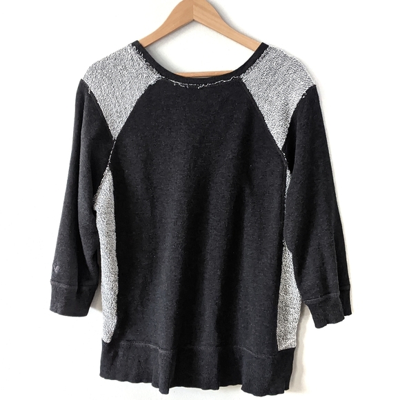 American Eagle Outfitters Sweaters - AEO Charcoal Distressed Sweatshirt ¾ Sleeves